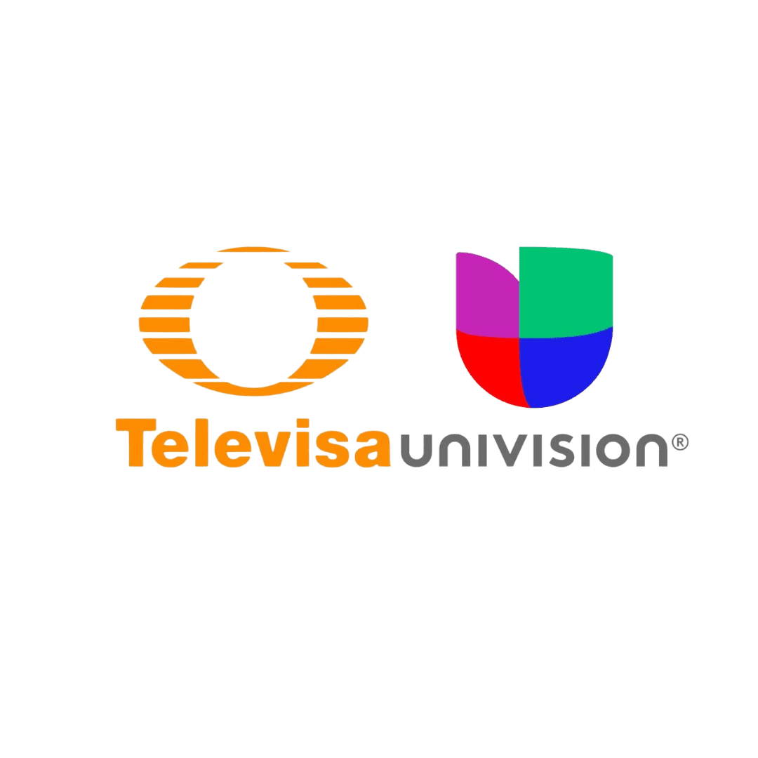 A television company logo with the name of televisa univision.