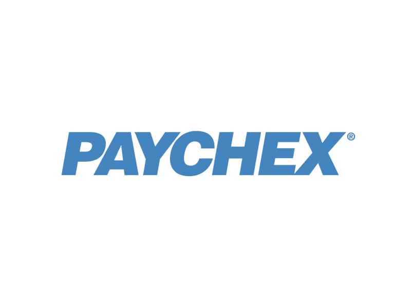 A green background with the word paychex written in blue.